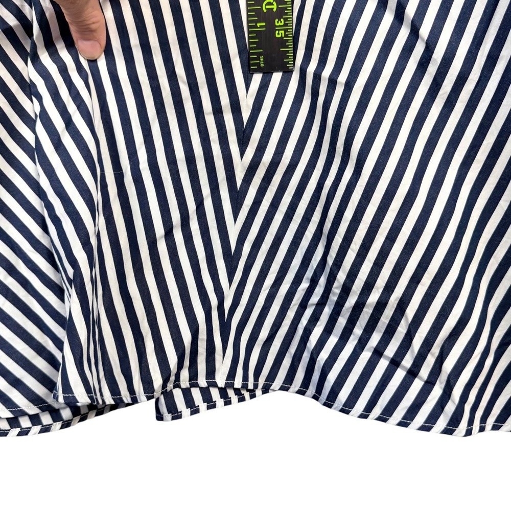 Polo Ralph Lauren Shirt Dress Womens 16 Navy White Stripe Poplin Belted Midi - Picture 6 of 10